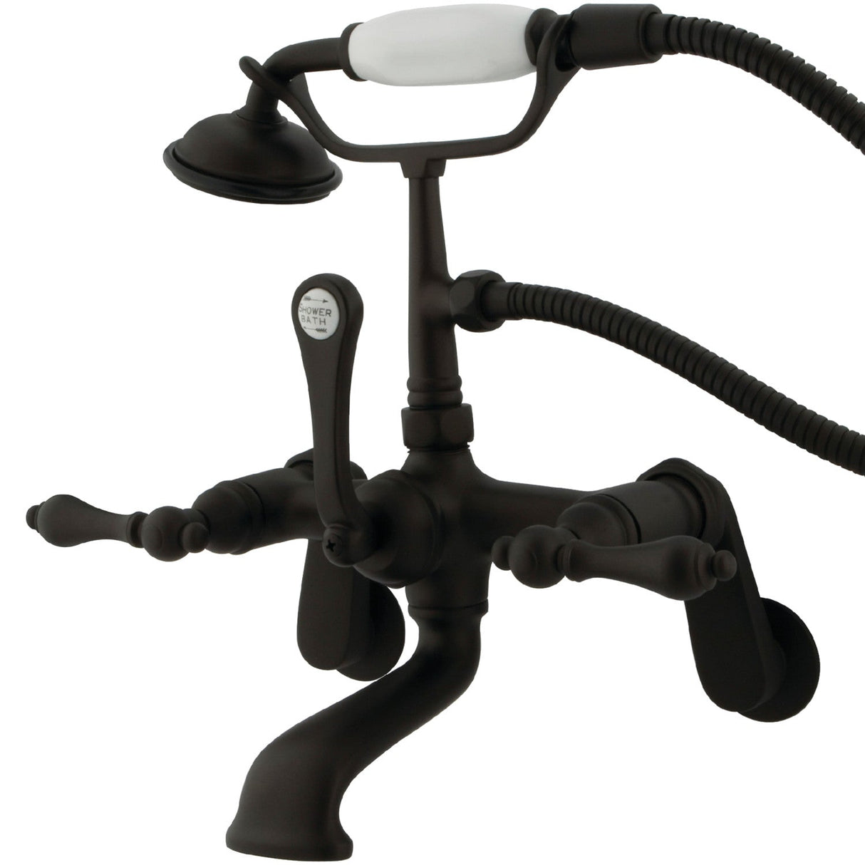 Vintage CC51T5 Three-Handle 2-Hole Tub Wall Mount Clawfoot Tub Faucet with Hand Shower, Oil Rubbed Bronze