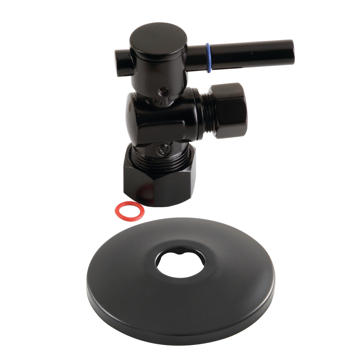 CC53300DLK 5/8-Inch OD Comp x 3/8-Inch OD Comp Quarter-Turn Angle Stop Valve with Flange, Matte Black