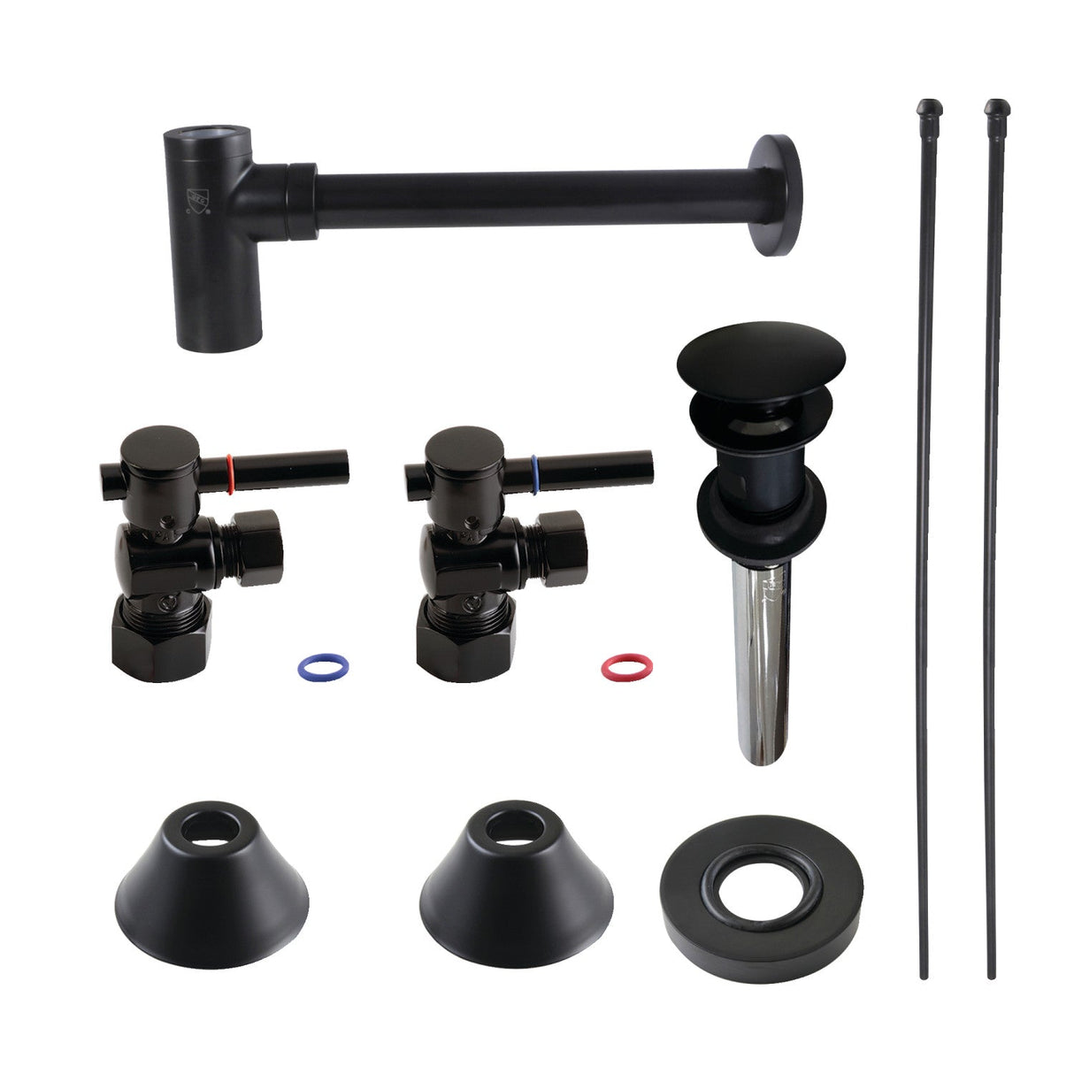 Trimscape CC53300DLVOKB30 Contemporary Plumbing Sink Trim Kit with Bottle Trap and Overflow Drain, Matte Black