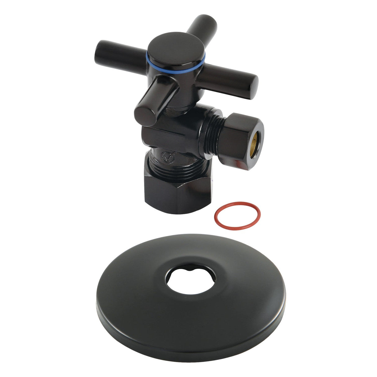 CC53300DXK 5/8-Inch OD Comp x 3/8-Inch OD Comp Quarter-Turn Angle Stop Valve with Flange, Matte Black