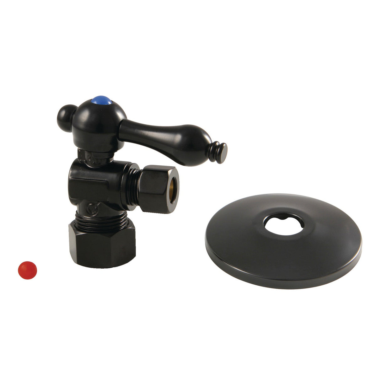 Vintage CC53300K 5/8-Inch OD Comp x 3/8-Inch OD Comp Quarter-Turn Angle Stop Valve with Flange, Matte Black