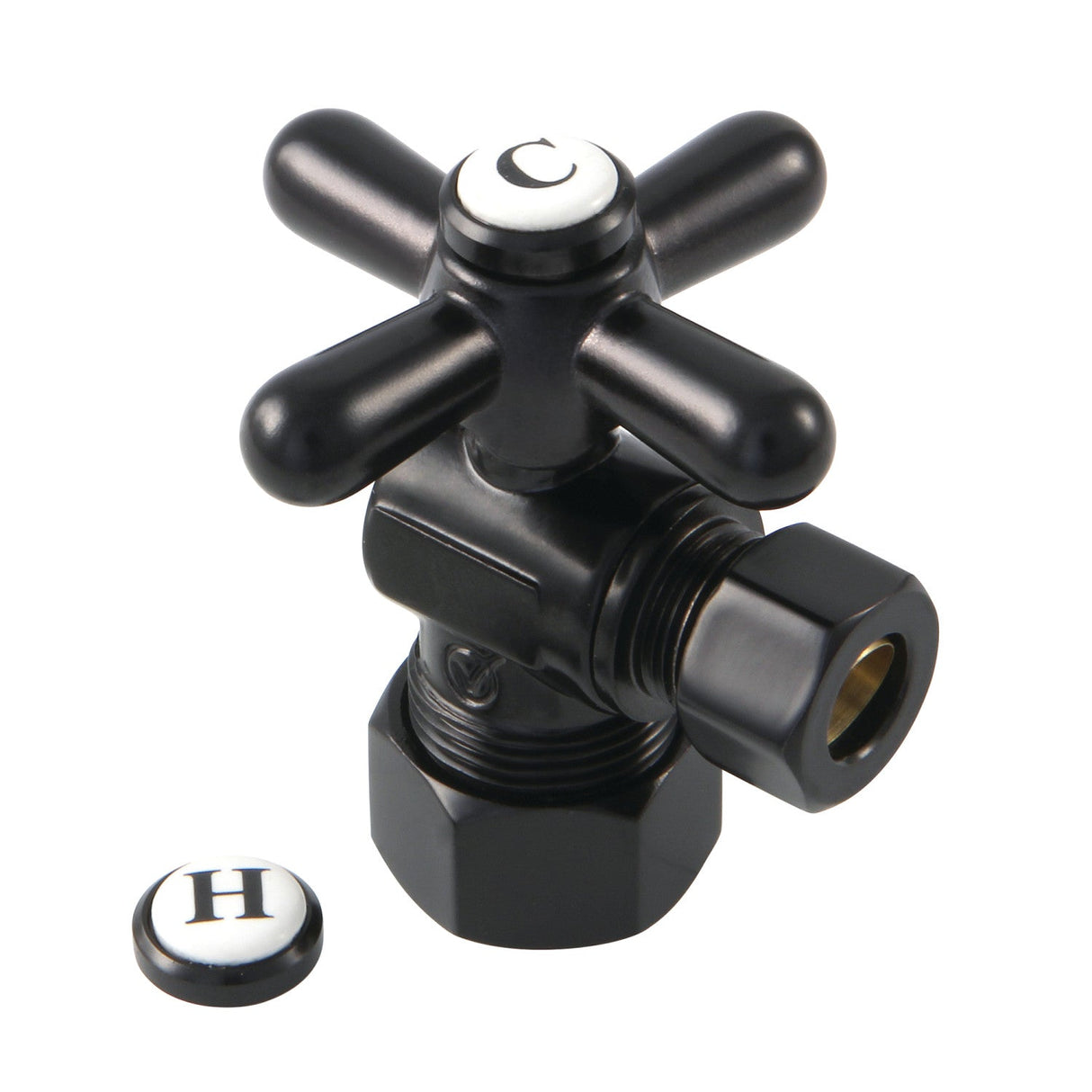 Vintage CC53300X 5/8-Inch OD Comp x 3/8-Inch OD Comp Quarter-Turn Angle Stop Valve, Matte Black