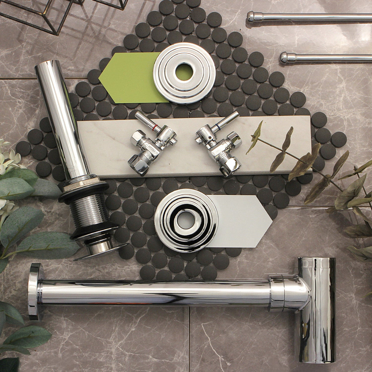 Trimscape CC53301DLTRMK1 Traditional Plumbing Sink Trim Kit with P-Trap and Drain (No Overflow), Polished Chrome