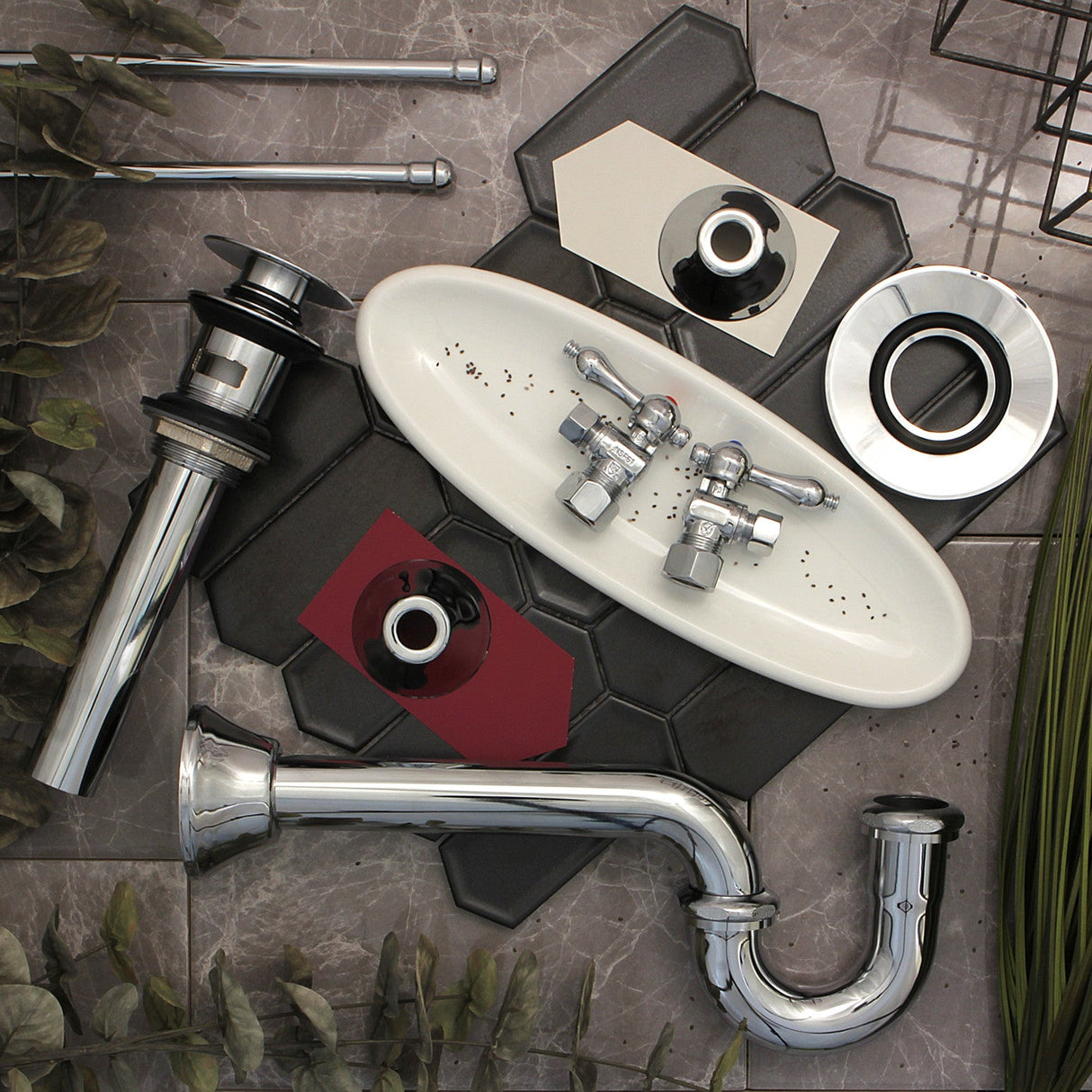 Trimscape CC53301VOKB30 Traditional Plumbing Sink Trim Kit with P-Trap and Overflow Drain, Polished Chrome