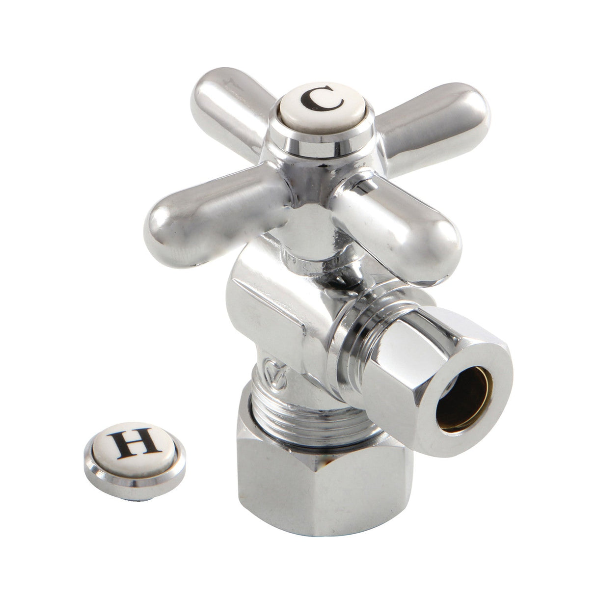 Vintage CC53301X 5/8-Inch OD Comp x 3/8-Inch OD Comp Quarter-Turn Angle Stop Valve, Polished Chrome