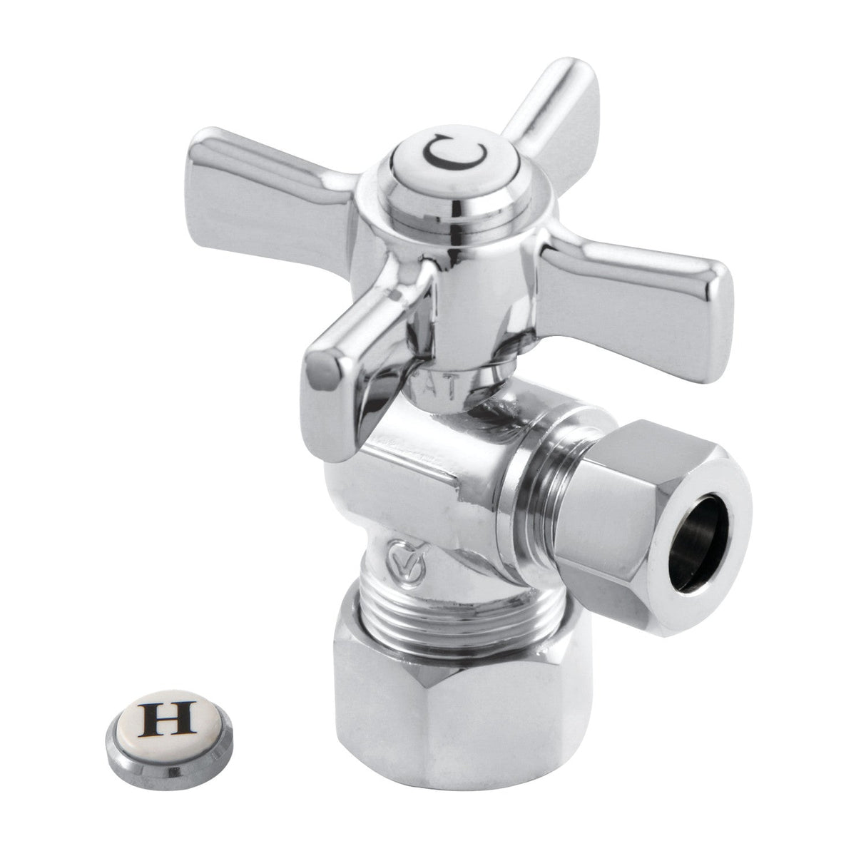 Millennium CC53301ZX 5/8-Inch OD Comp x 3/8-Inch OD Comp Quarter-Turn Angle Stop Valve, Polished Chrome