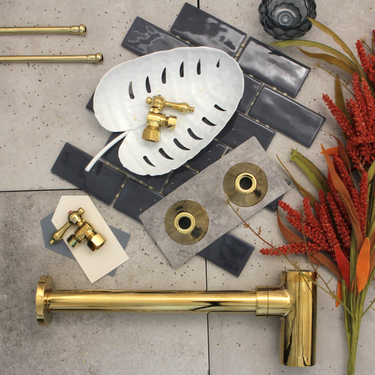 Trimscape CC53302DLLKB30 Contemporary Plumbing Sink Trim Kit with Bottle Trap, Polished Brass