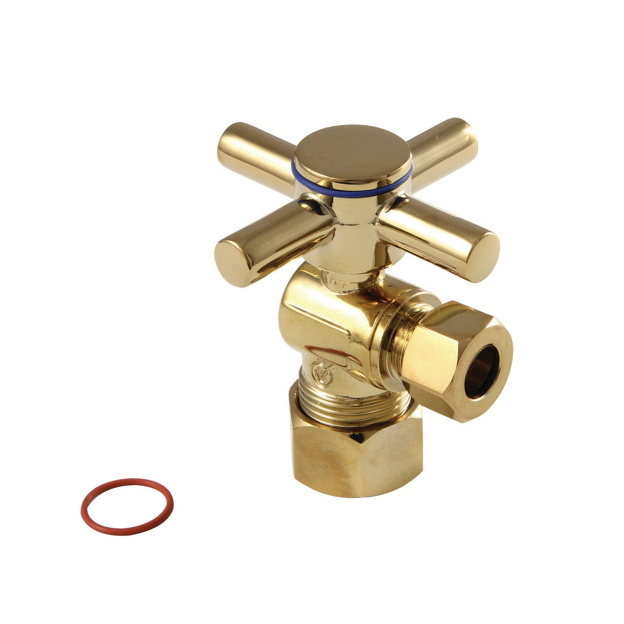 Concord CC53302DX 5/8-Inch OD Comp x 3/8-Inch OD Comp Quarter-Turn Angle Stop Valve, Polished Brass