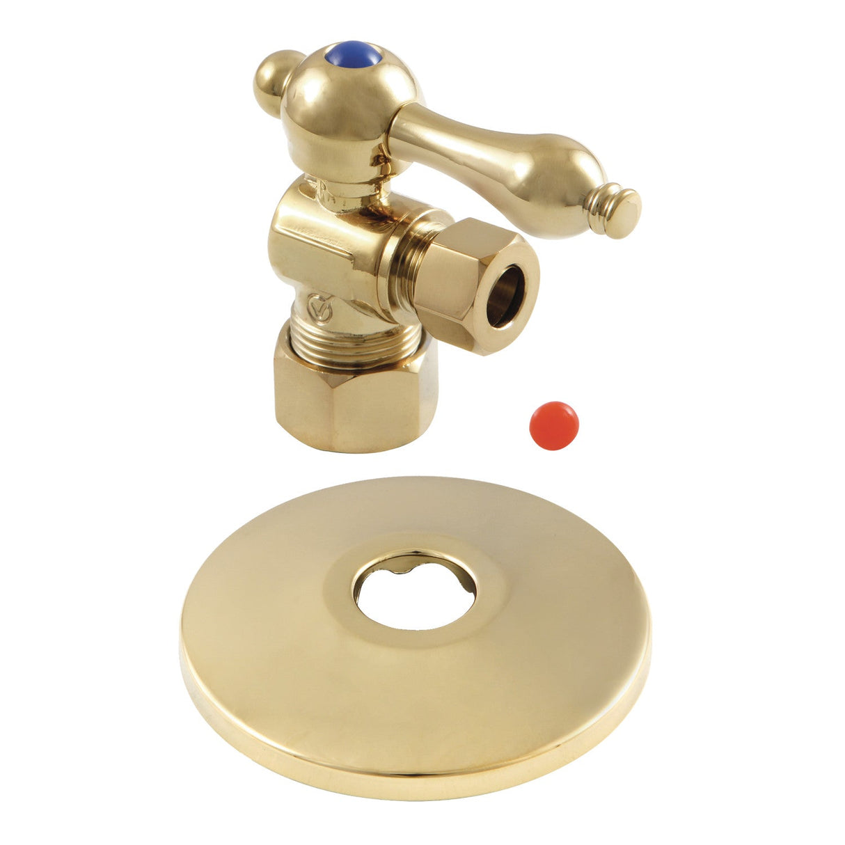 Vintage CC53302K 5/8-Inch OD Comp x 3/8-Inch OD Comp Quarter-Turn Angle Stop Valve with Flange, Polished Brass