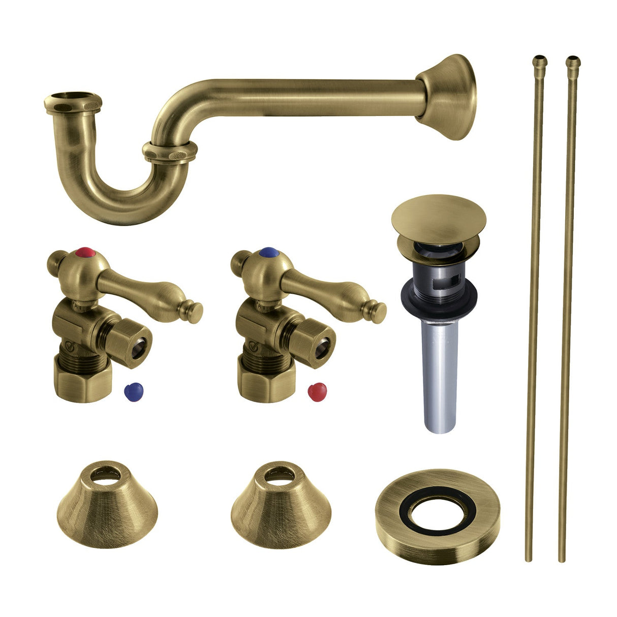 Trimscape CC53303VOKB30 Traditional Plumbing Sink Trim Kit with P-Trap and Overflow Drain, Antique Brass