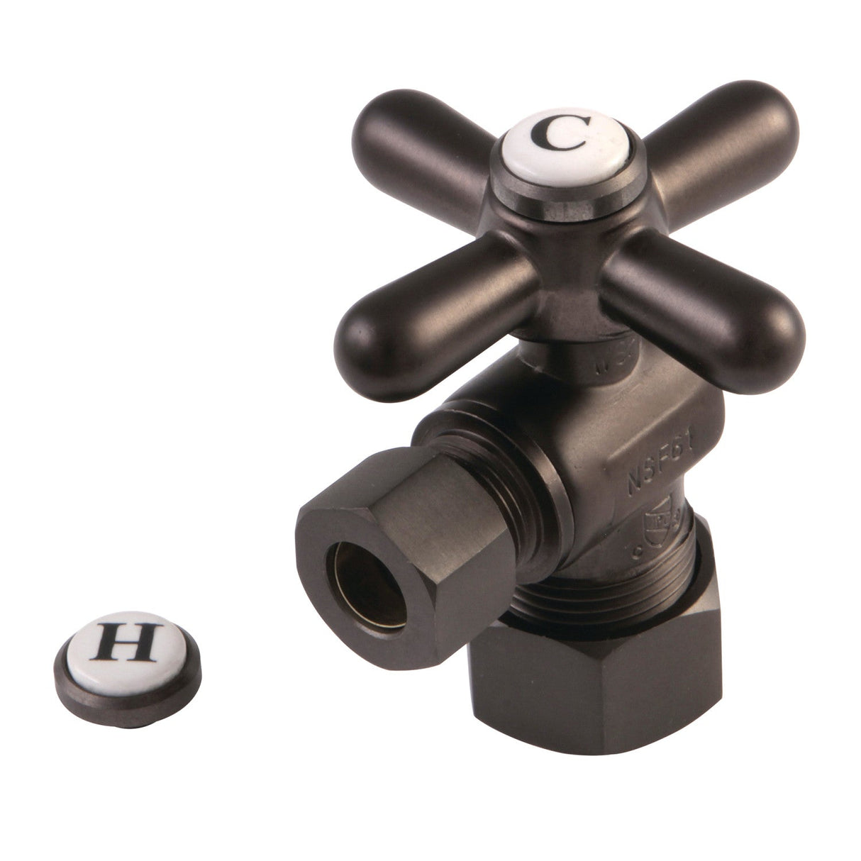 Vintage CC53305X 5/8-Inch OD Comp x 3/8-Inch OD Comp Quarter-Turn Angle Stop Valve, Oil Rubbed Bronze