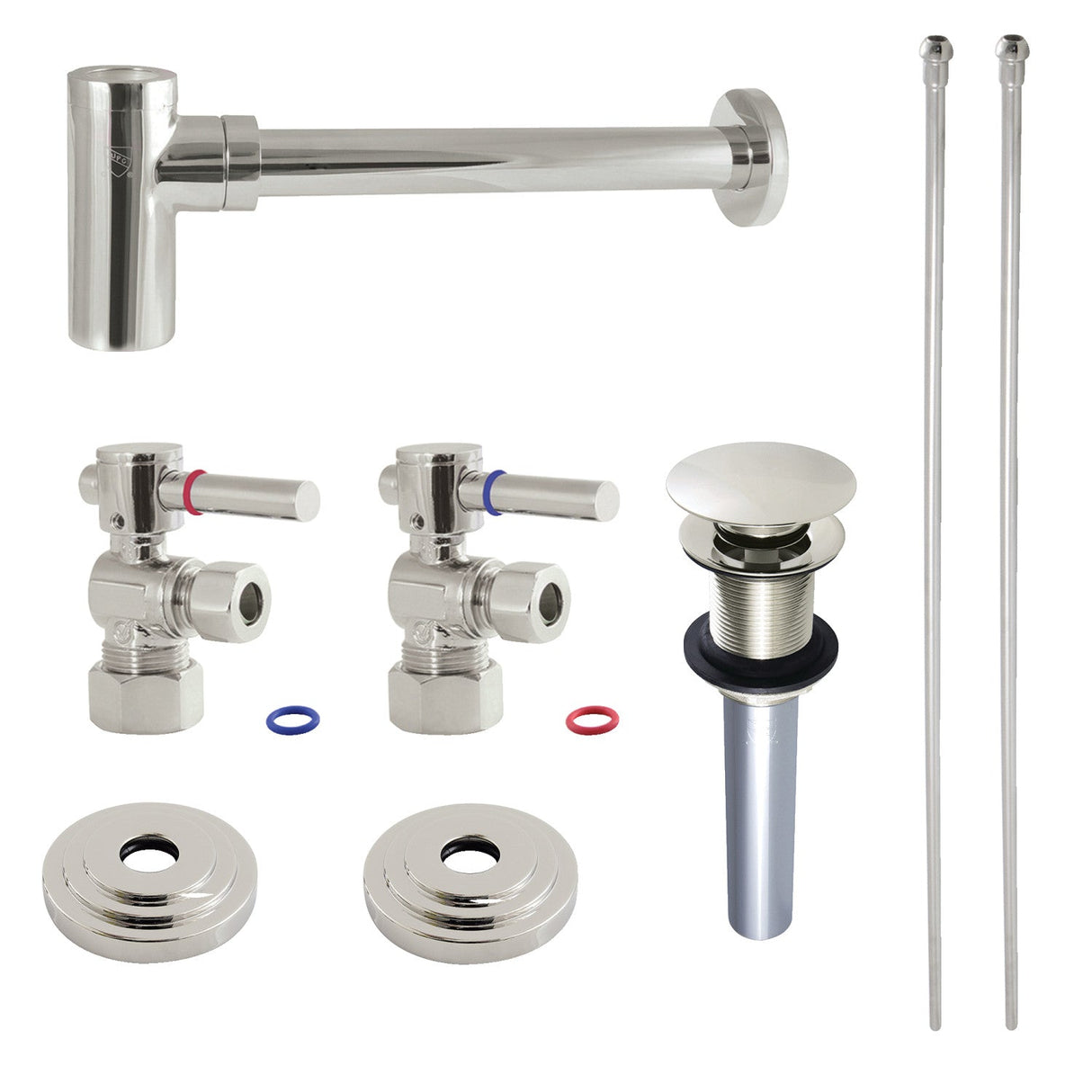 Trimscape CC53306DLTRMK1 Traditional Plumbing Sink Trim Kit with P-Trap and Drain (No Overflow), Polished Nickel