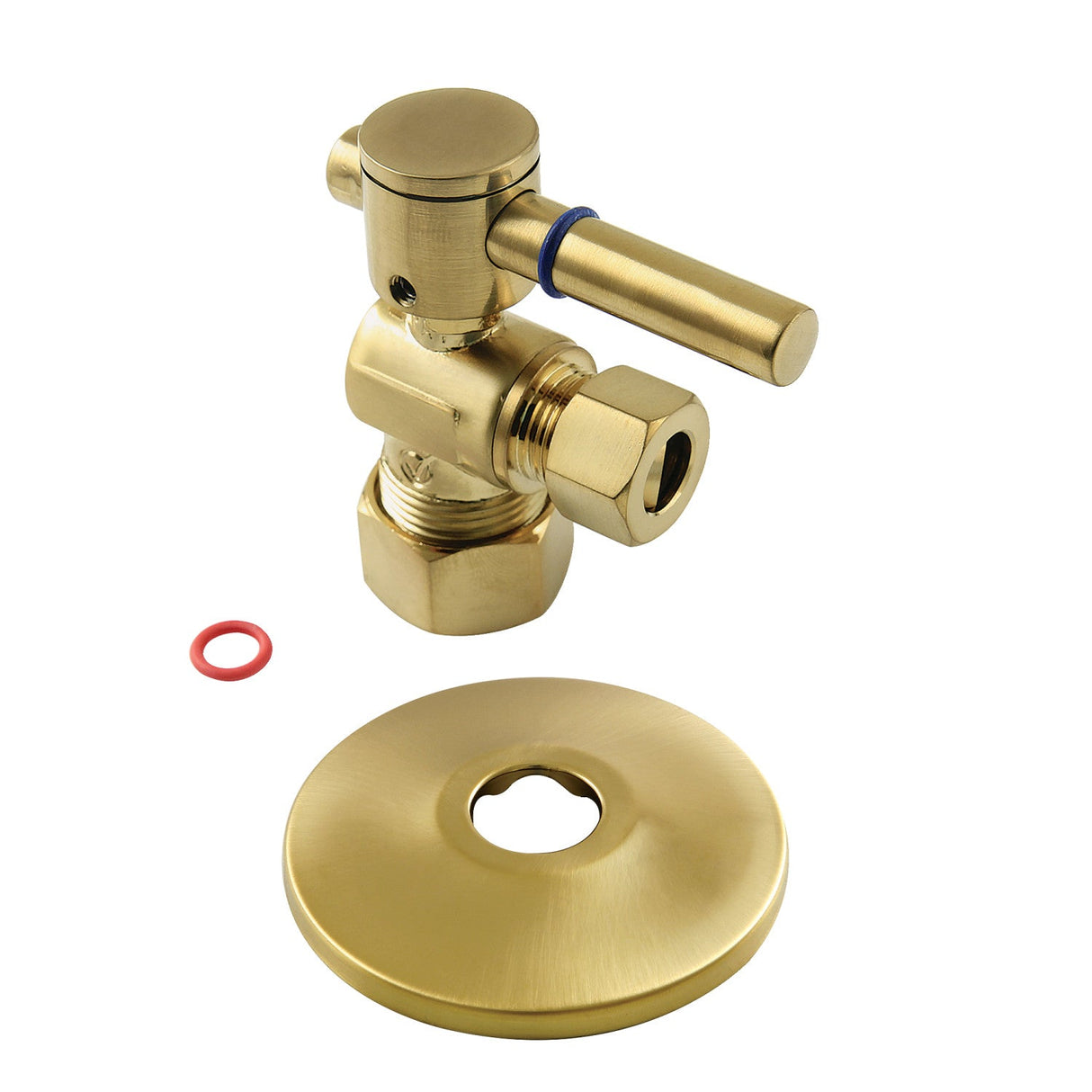 CC53307DLK 5/8-Inch OD Comp x 3/8-Inch OD Comp Quarter-Turn Angle Stop Valve with Flange, Brushed Brass