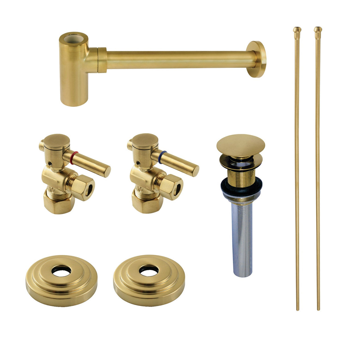 Trimscape CC53307DLTRMK1 Traditional Plumbing Sink Trim Kit with P-Trap and Drain (No Overflow), Brushed Brass