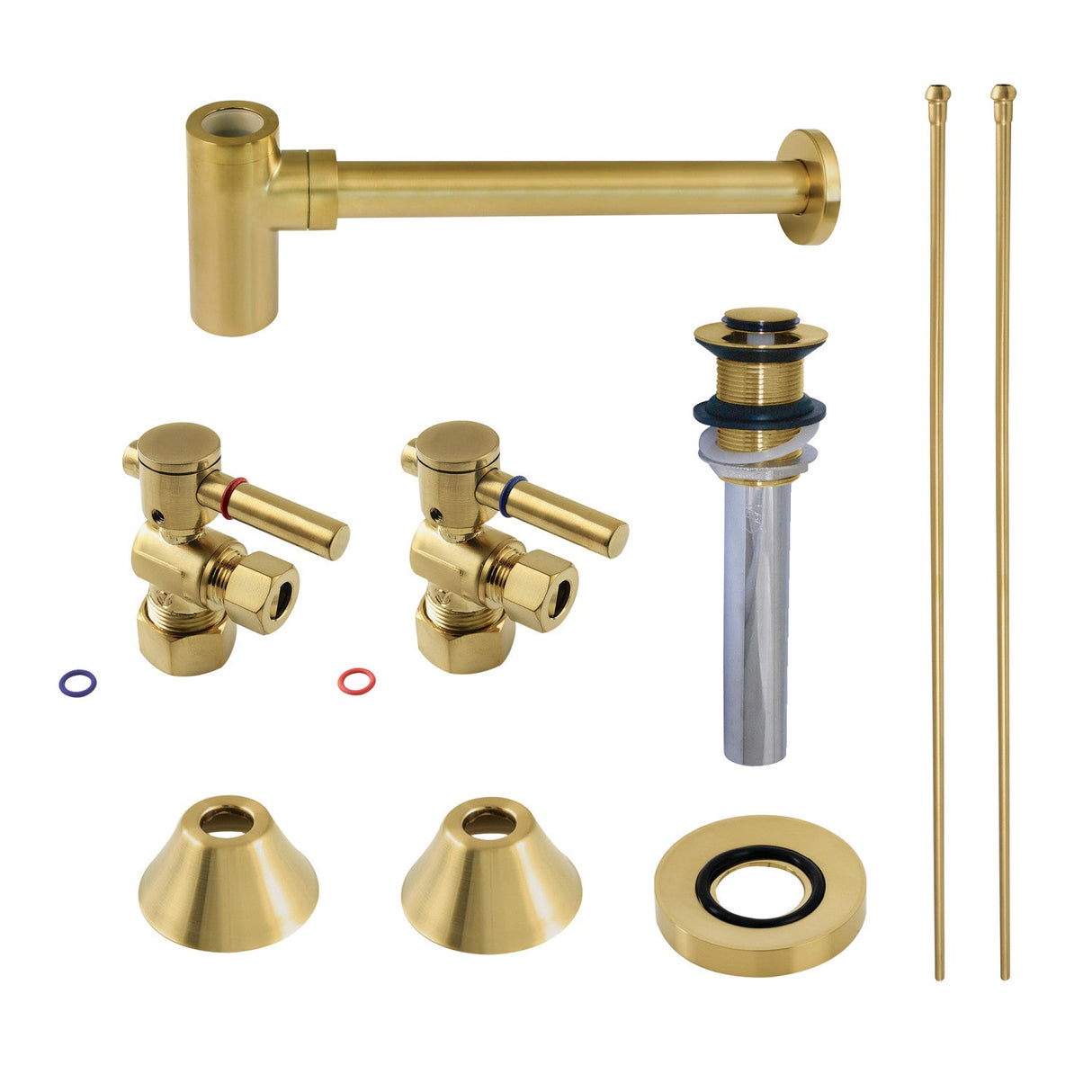 Trimscape CC53307DLVKB30 Contemporary Plumbing Sink Trim Kit with Bottle Trap and Drain, Brushed Brass