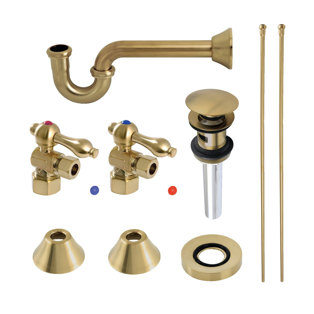 Trimscape CC53307VOKB30 Traditional Plumbing Sink Trim Kit with P-Trap and Overflow Drain, Brushed Brass