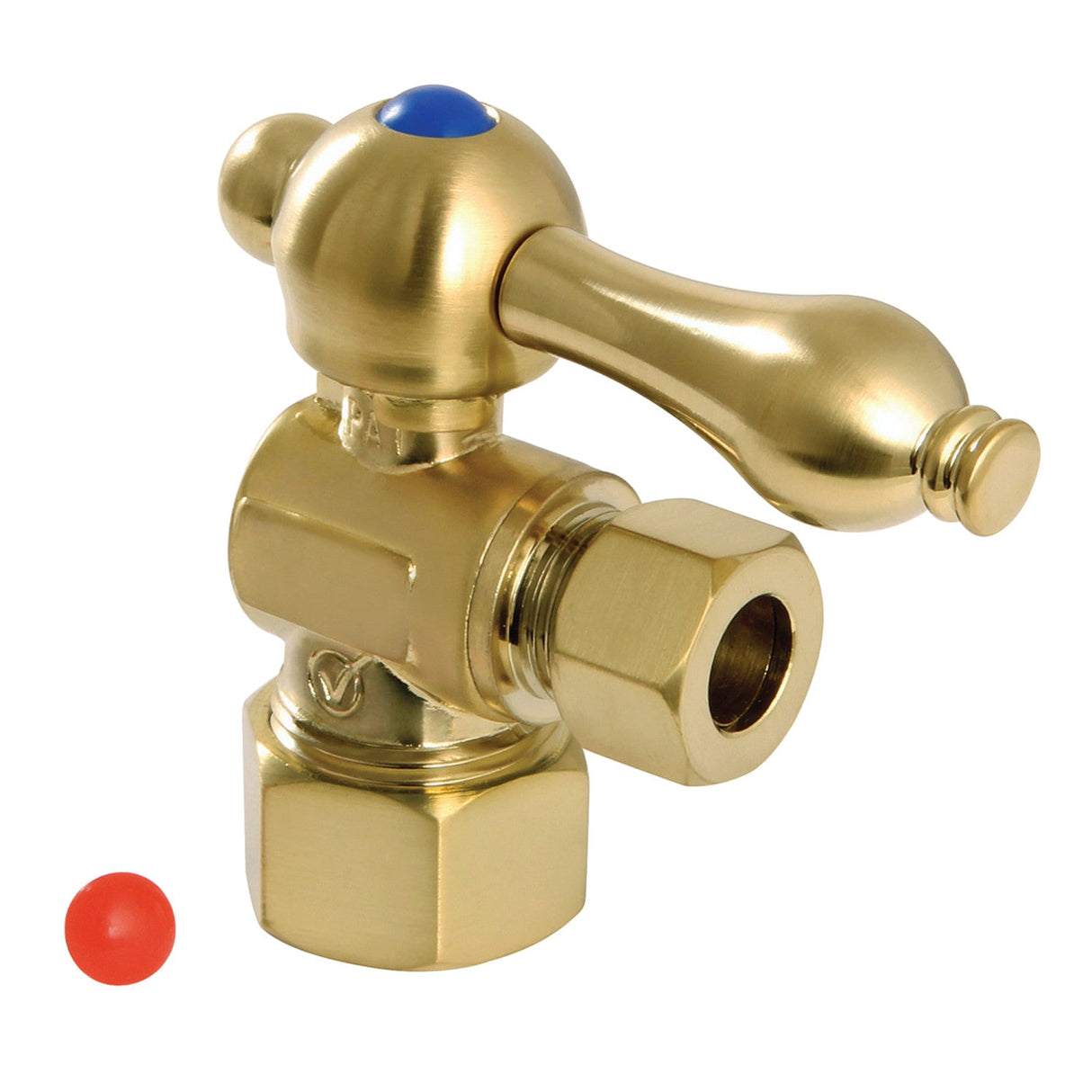 Vintage CC53307 5/8-Inch OD Comp x 3/8-Inch OD Comp Quarter-Turn Angle Stop Valve, Brushed Brass