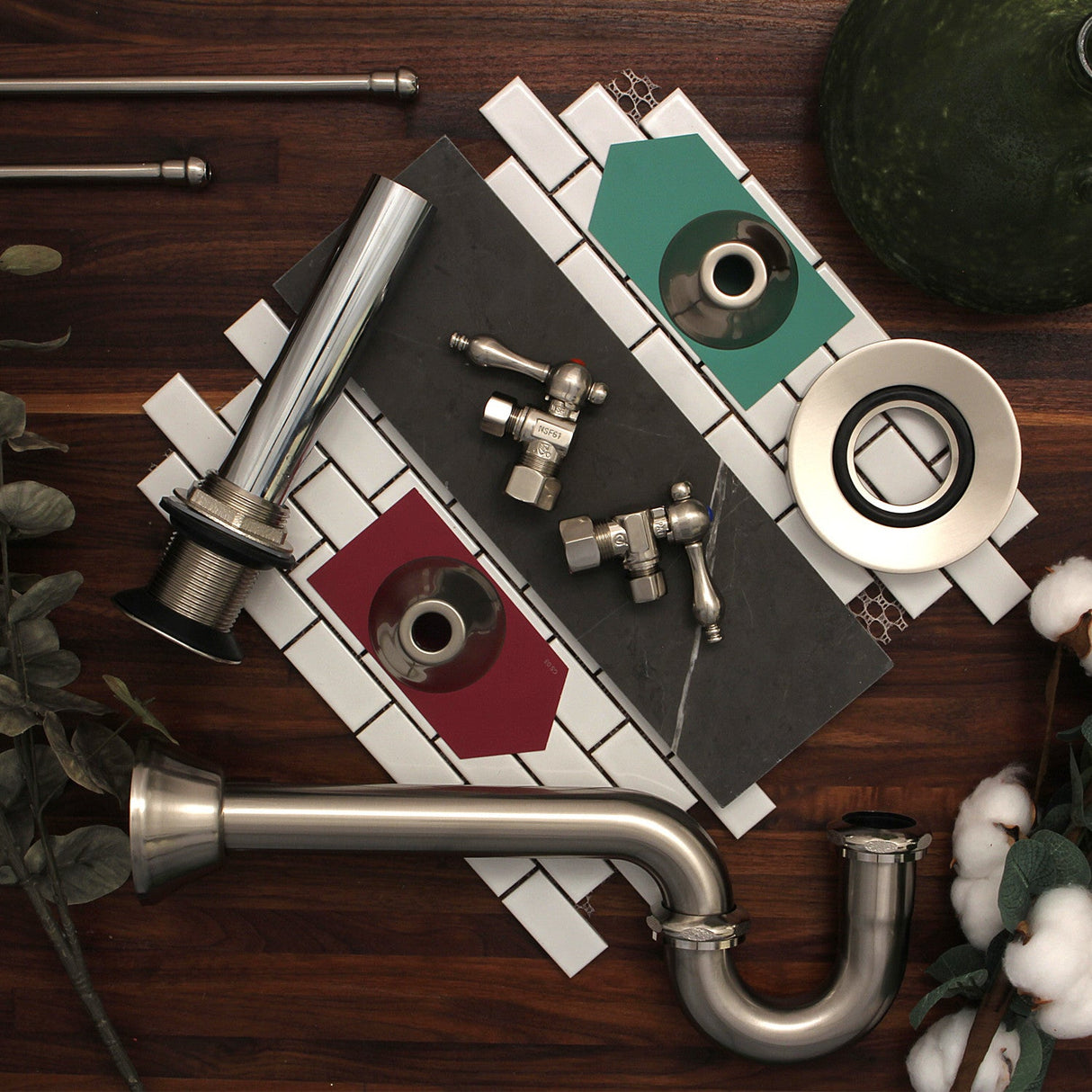 Vintage CC53308 5/8-Inch OD Comp x 3/8-Inch OD Comp Quarter-Turn Angle Stop Valve, Brushed Nickel