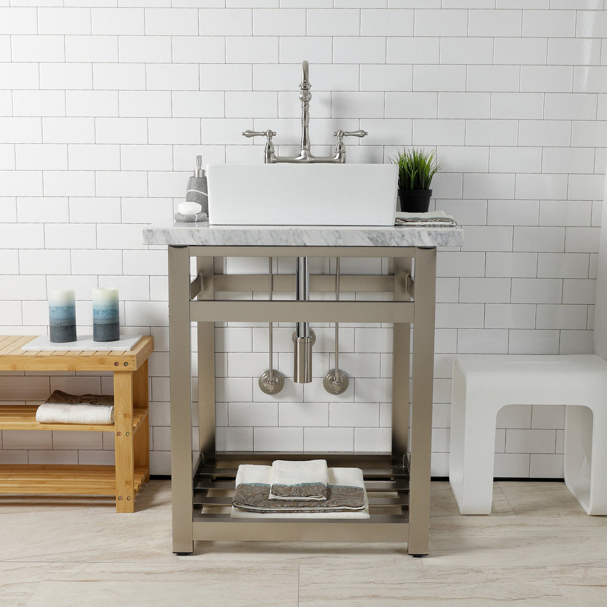 Trimscape CC53308DLTRMK2 Traditional Plumbing Sink Trim Kit with P-Trap and Overflow Drain, Brushed Nickel