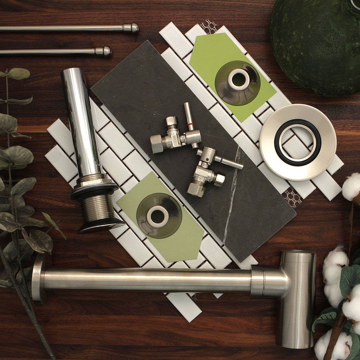 Trimscape CC53308DLVKB30 Contemporary Plumbing Sink Trim Kit with Bottle Trap and Drain, Brushed Nickel