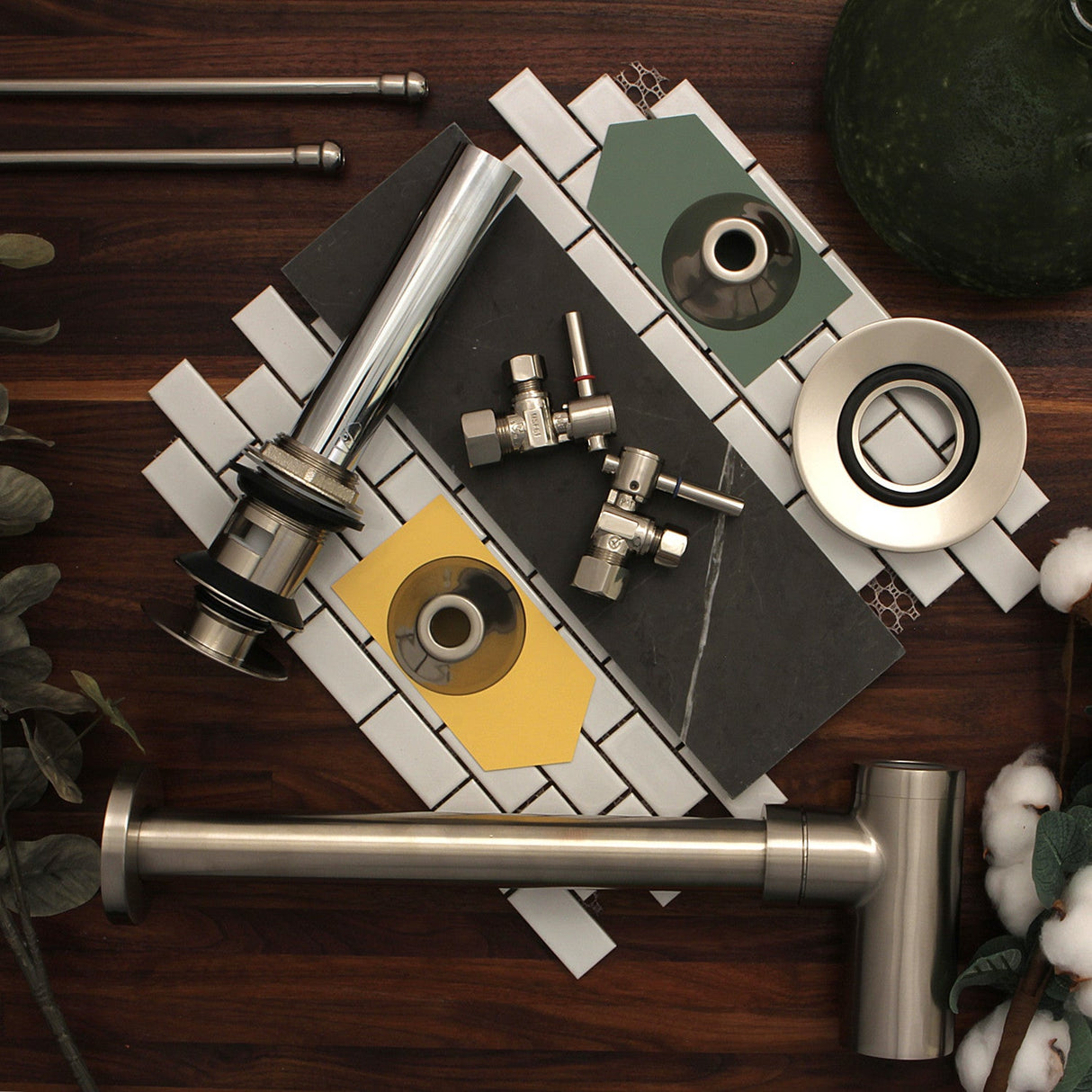 Trimscape CC53308DLVOKB30 Contemporary Plumbing Sink Trim Kit with Bottle Trap and Overflow Drain, Brushed Nickel