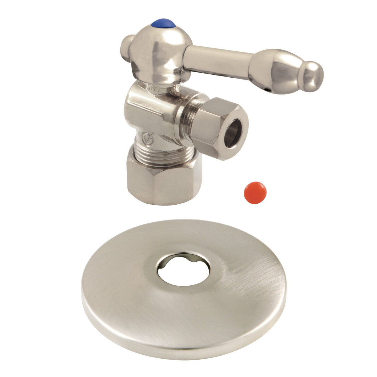 CC53308KLK 5/8-Inch OD Comp x 3/8-Inch OD Comp Quarter-Turn Angle Stop Valve with Flange, Brushed Nickel