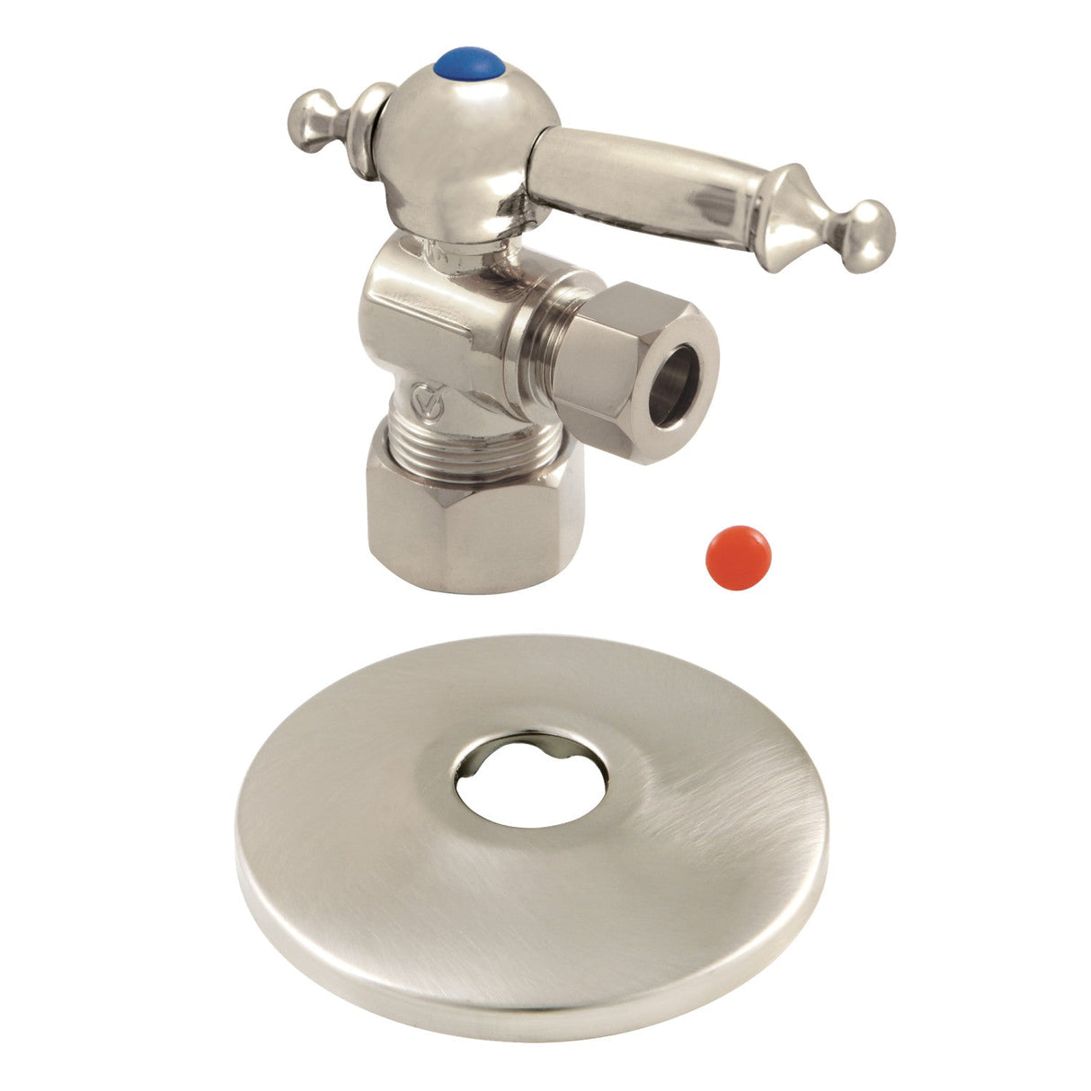 CC53308TLK 5/8-Inch OD Comp x 3/8-Inch OD Comp Quarter-Turn Angle Stop Valve with Flange, Brushed Nickel