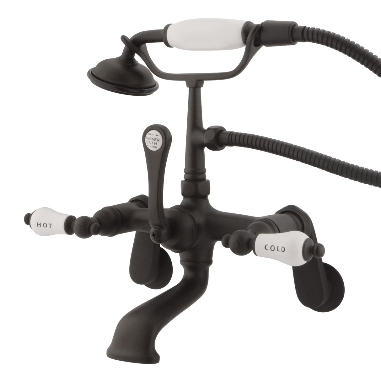 Vintage CC53T5 Three-Handle 2-Hole Tub Wall Mount Clawfoot Tub Faucet with Hand Shower, Oil Rubbed Bronze