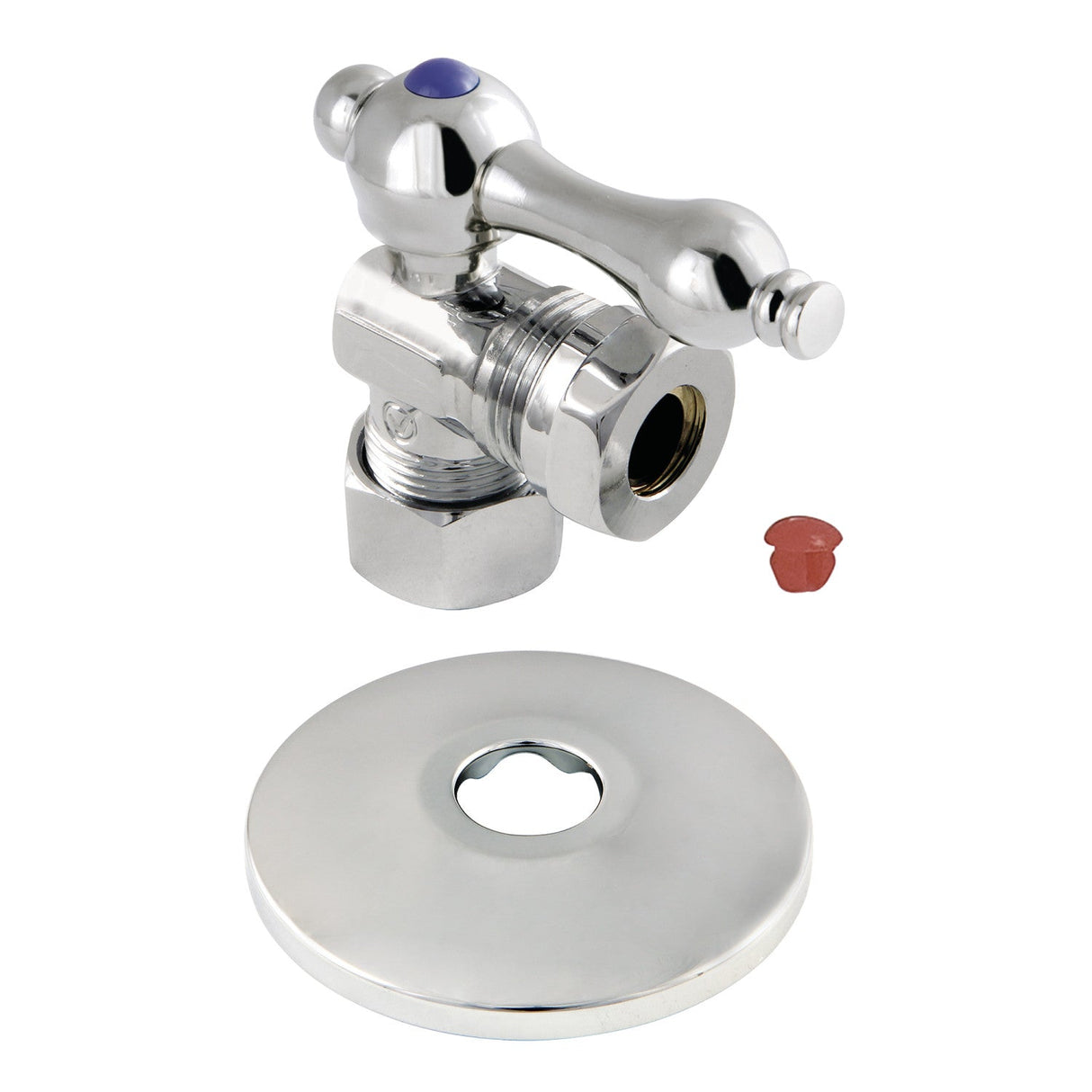 CC54301K 5/8-Inch OD Comp x 1/2 or 7/16-Inch Slip Joint Quarter-Turn Angle Stop Valve with Flange, Polished Chrome