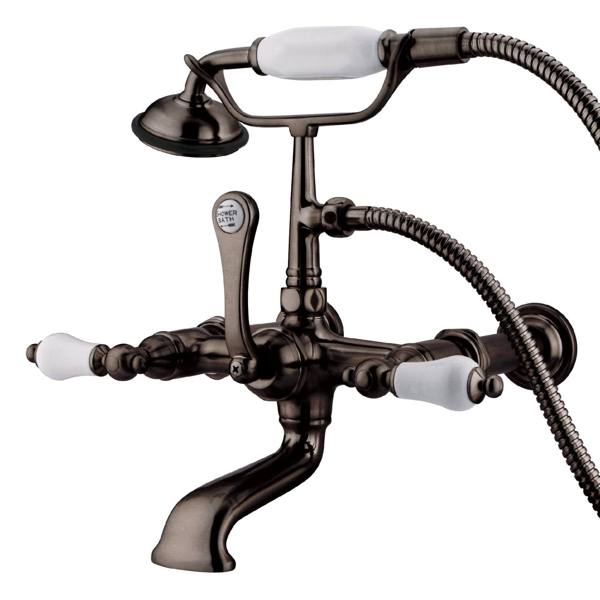 Vintage CC543T5 Three-Handle 2-Hole Tub Wall Mount Clawfoot Tub Faucet with Hand Shower, Oil Rubbed Bronze