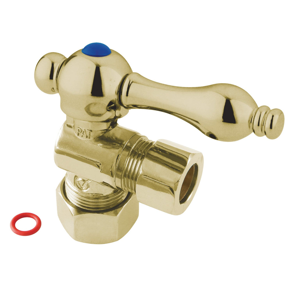 Vintage CC54402 5/8-Inch OD Comp x 1/2-Inch OD Comp Quarter-Turn Angle Stop Valve, Polished Brass