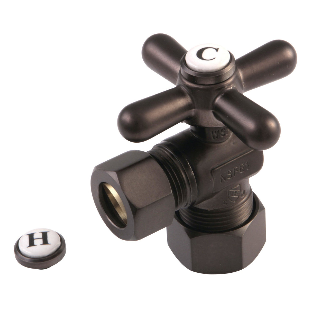 Vintage CC54405X 5/8-Inch OD Comp x 1/2-Inch OD Comp Quarter-Turn Angle Stop Valve, Oil Rubbed Bronze