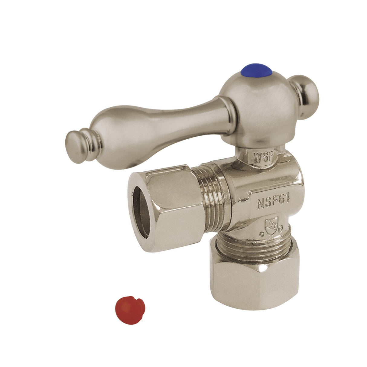 Vintage CC54408 5/8-Inch OD Comp x 1/2-Inch OD Comp Quarter-Turn Angle Stop Valve, Brushed Nickel