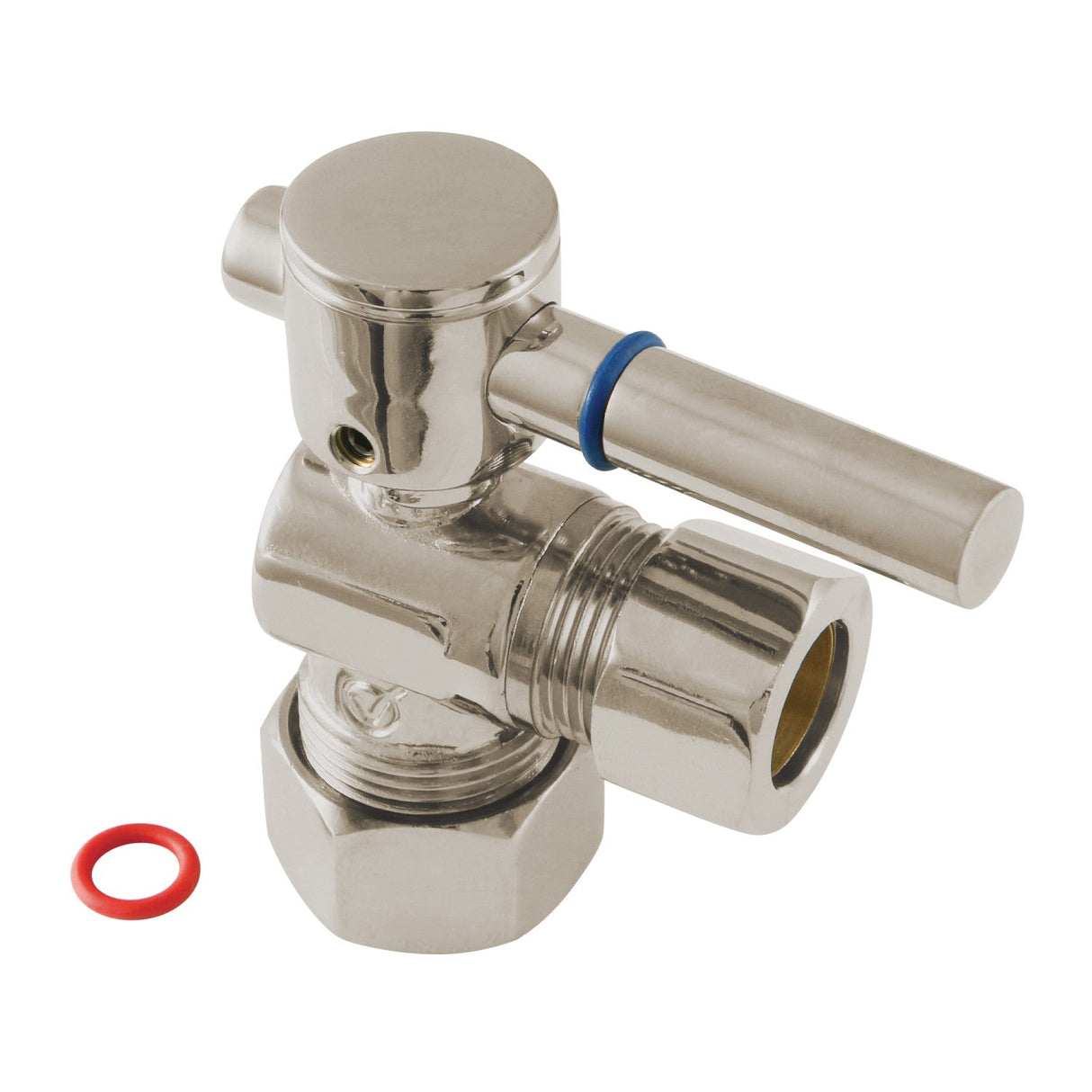 Fauceture CC54408DL 5/8-Inch OD Comp x 1/2-Inch OD Comp Quarter-Turn Angle Stop Valve, Brushed Nickel