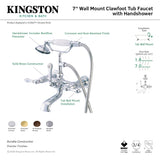 Vintage CC551T8 Three-Handle 2-Hole Tub Wall Mount Clawfoot Tub Faucet with Hand Shower, Brushed Nickel