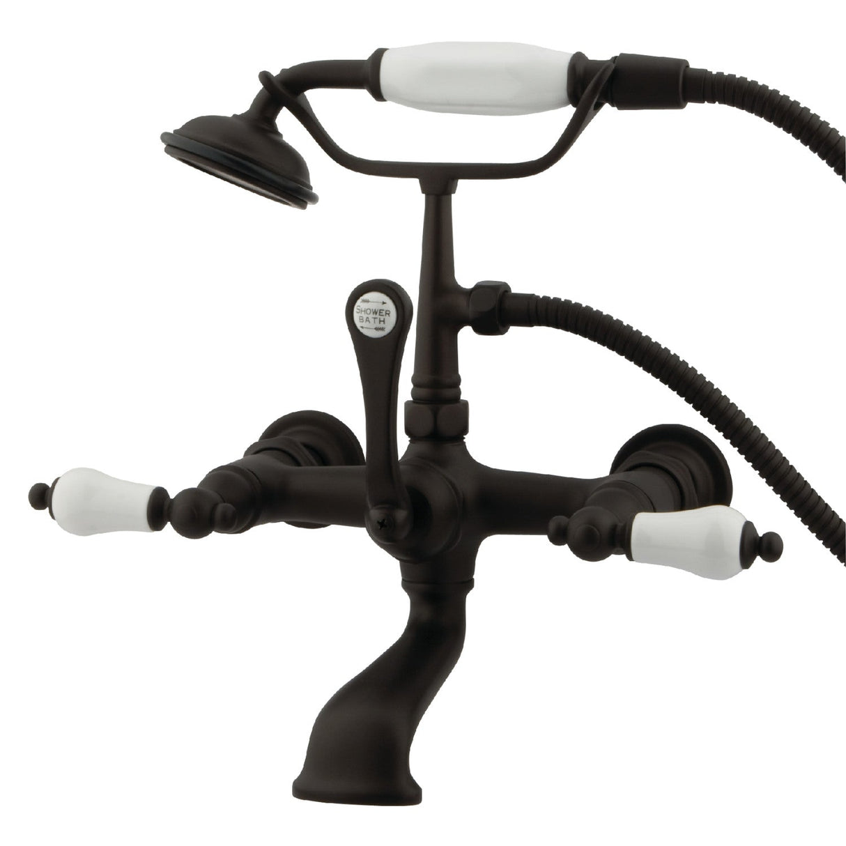Vintage CC553T5 Three-Handle 2-Hole Tub Wall Mount Clawfoot Tub Faucet with Hand Shower, Oil Rubbed Bronze
