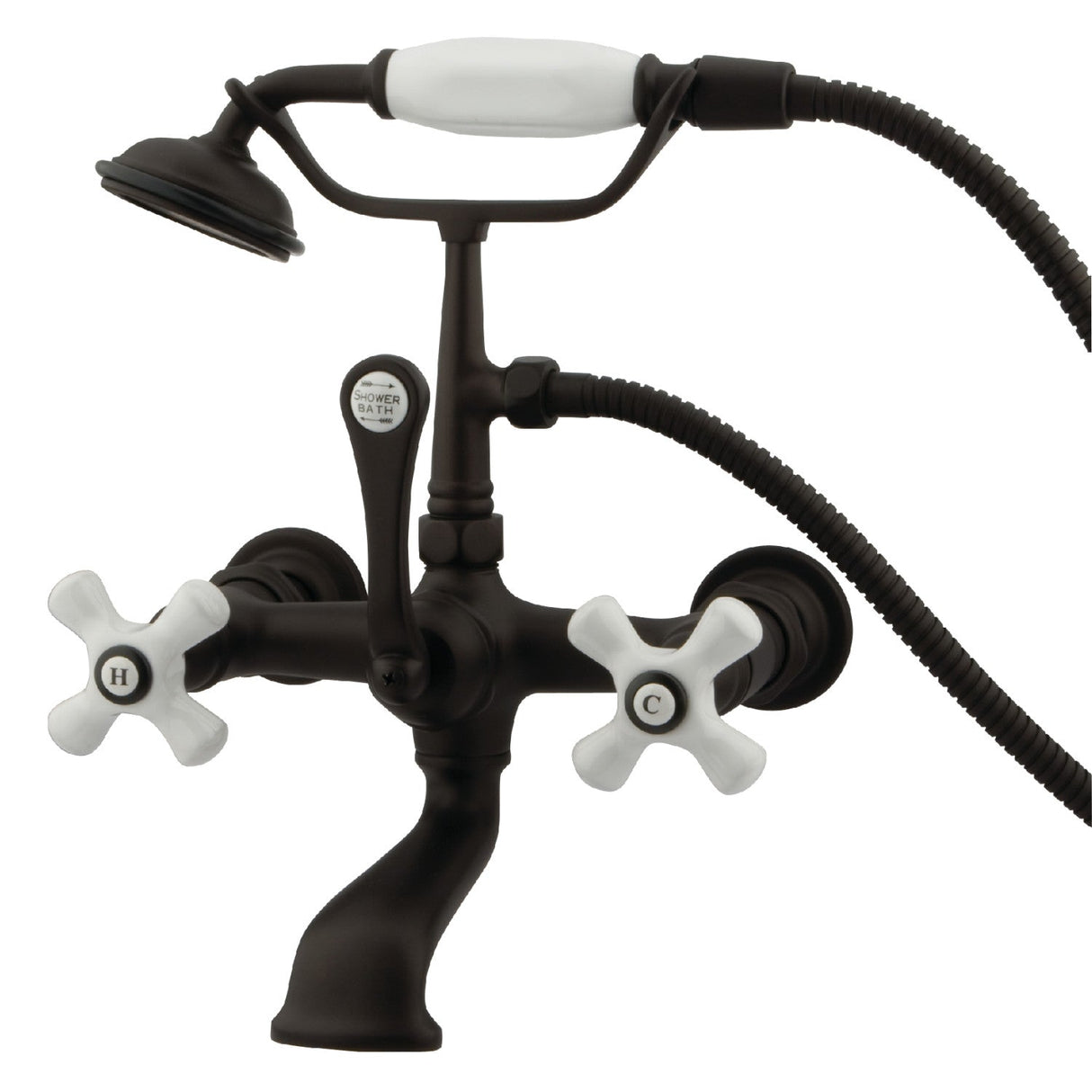 Vintage CC559T5 Three-Handle 2-Hole Tub Wall Mount Clawfoot Tub Faucet with Hand Shower, Oil Rubbed Bronze