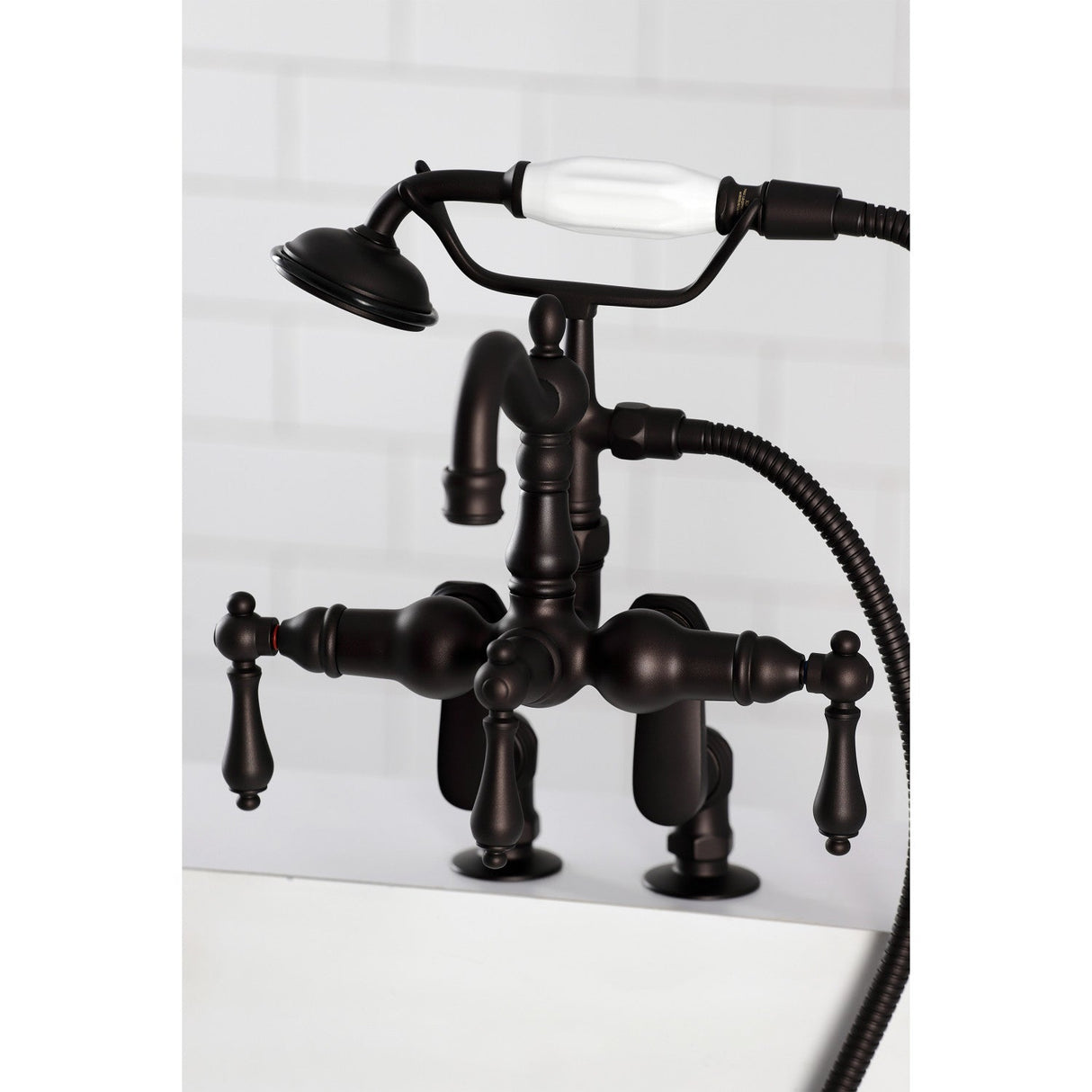 Vintage CC6013T5 Three-Handle 2-Hole Deck Mount Clawfoot Tub Faucet with Hand Shower, Oil Rubbed Bronze