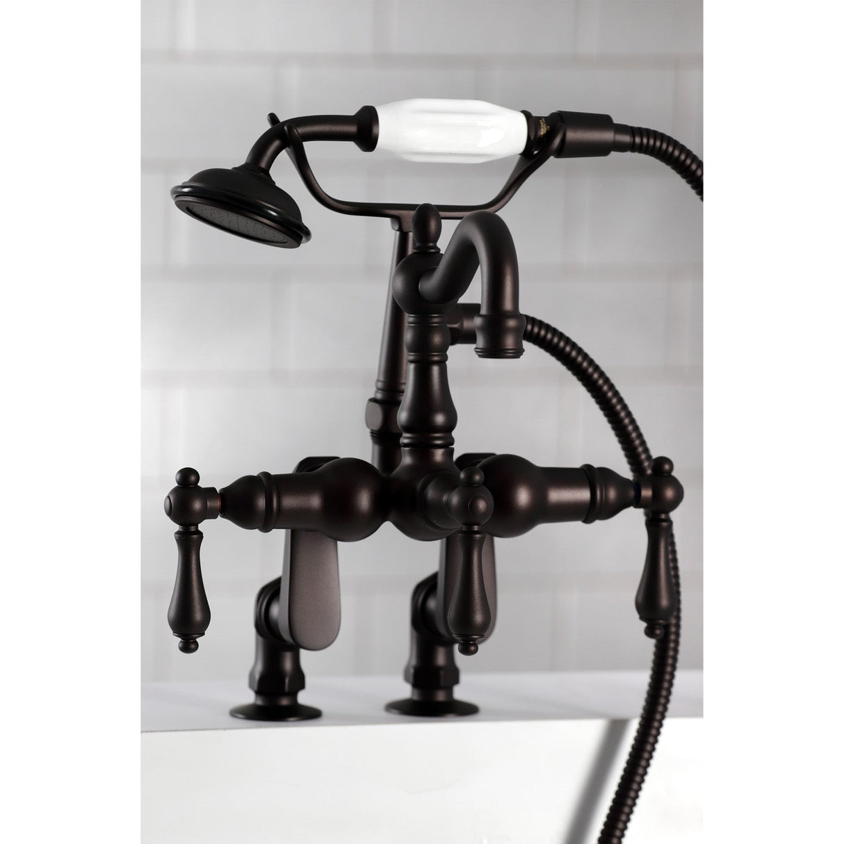Vintage CC6013T5 Three-Handle 2-Hole Deck Mount Clawfoot Tub Faucet with Hand Shower, Oil Rubbed Bronze