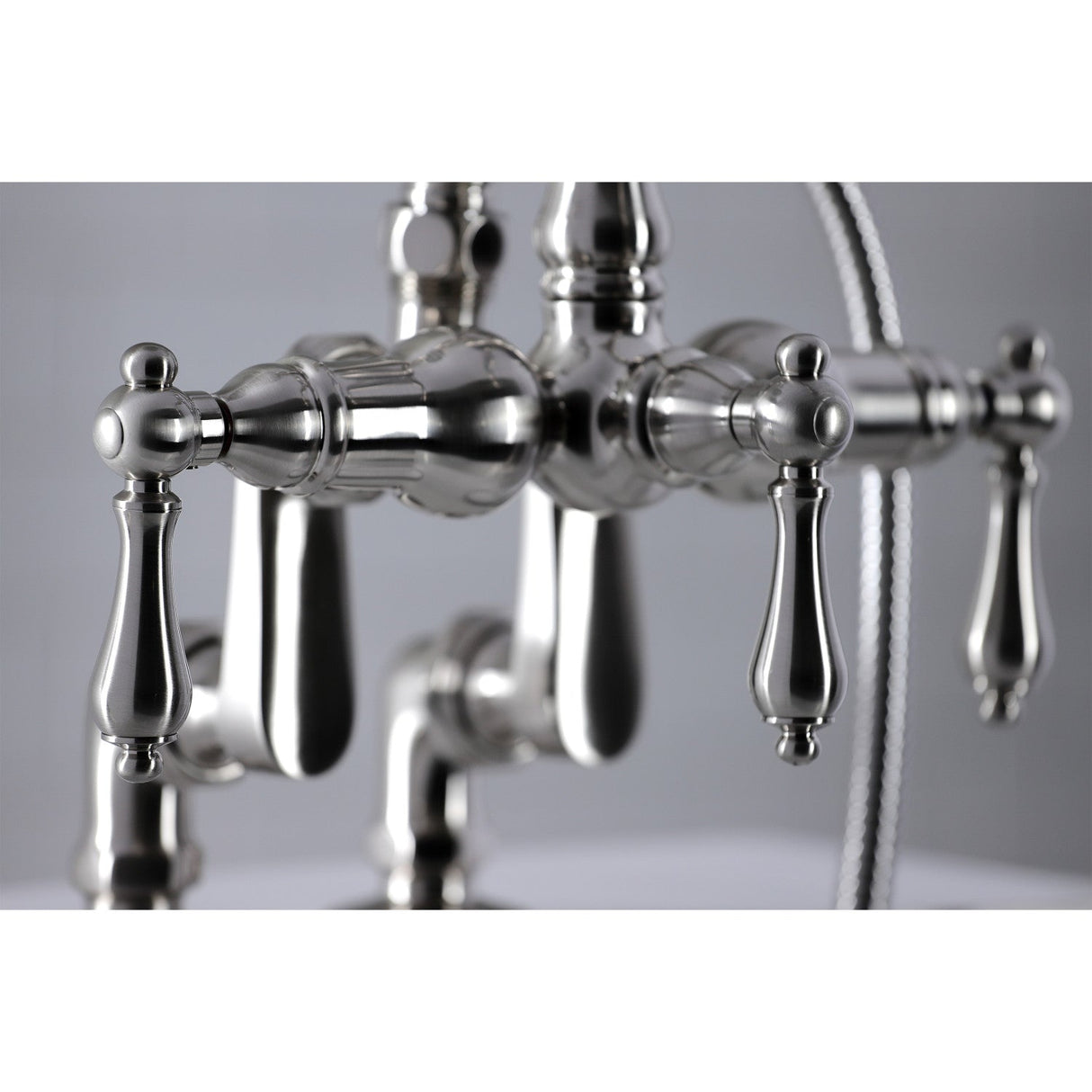 Vintage CC6013T8 Three-Handle 2-Hole Deck Mount Clawfoot Tub Faucet with Hand Shower, Brushed Nickel