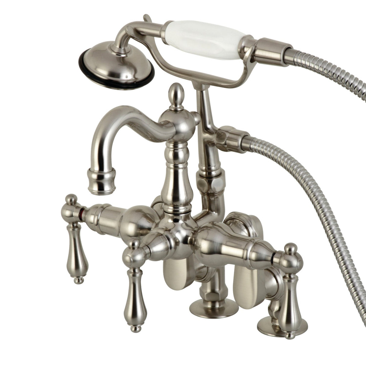 Vintage CC6013T8 Three-Handle 2-Hole Deck Mount Clawfoot Tub Faucet with Hand Shower, Brushed Nickel