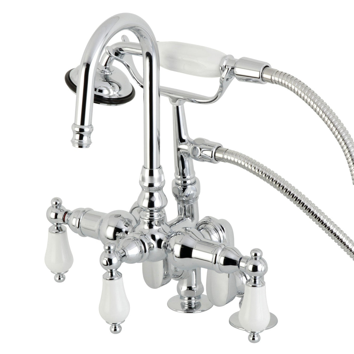 Vintage CC616T1 Three-Handle 2-Hole Deck Mount Clawfoot Tub Faucet with Hand Shower, Polished Chrome
