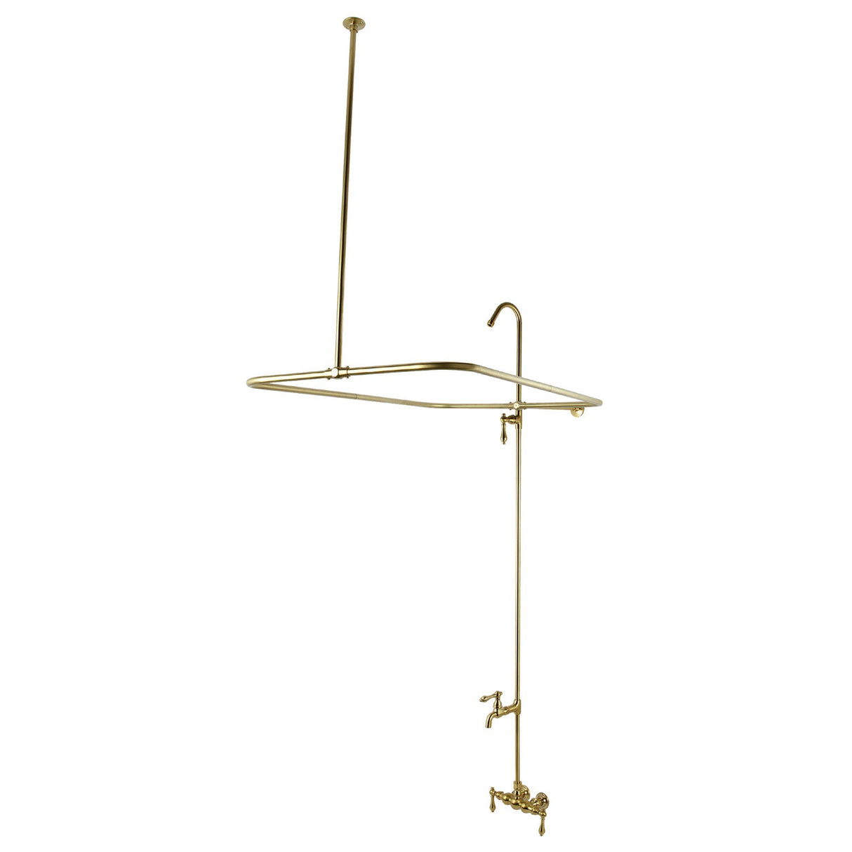 Vintage CC61T7 Four-Handle 2-Hole Tub Wall Mount Clawfoot Tub Faucet with Shower Enclosure, Brushed Brass