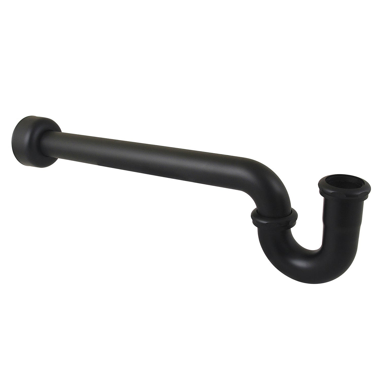 Trimscape CC6240MB 1-1/4 (or 1-1/2) x 1-1/2 Inch Decor P-Trap with High Box Flange, 19 Inch Length, 18 Gauge, Matte Black