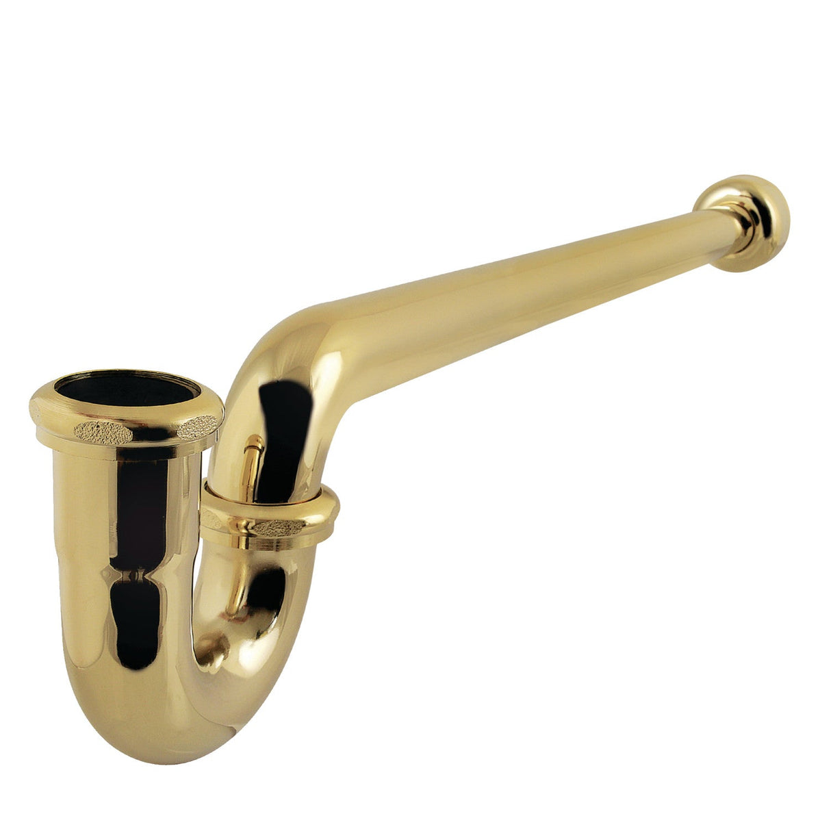 Trimscape CC6242 1-1/4 (or 1-1/2) x 1-1/2 Inch Decor P-Trap with High Box Flange, 19 Inch Length, 18 Gauge, Polished Brass