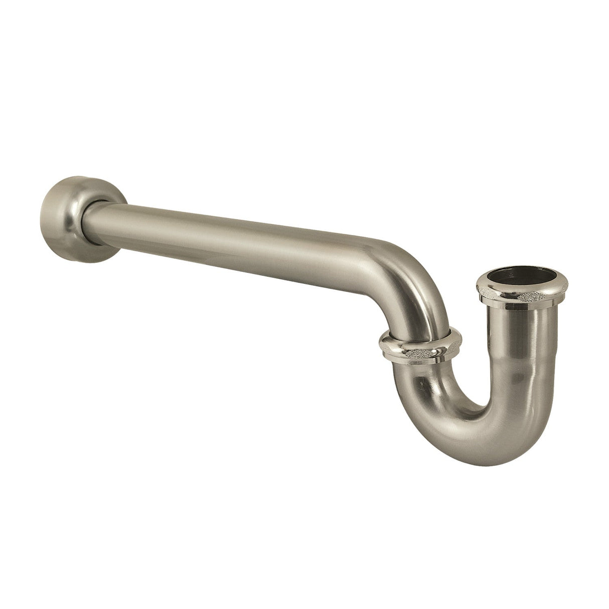 Trimscape CC6248 1-1/4 (or 1-1/2) x 1-1/2 Inch Decor P-Trap with High Box Flange, 19 Inch Length, 18 Gauge, Brushed Nickel