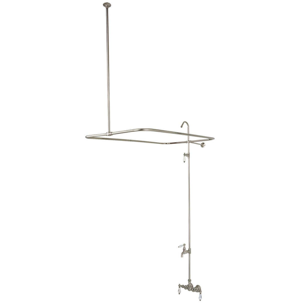 Vintage CC63T8 Three-Handle 2-Hole Tub Wall Mount Clawfoot Tub Faucet with Shower Enclosure, Brushed Nickel