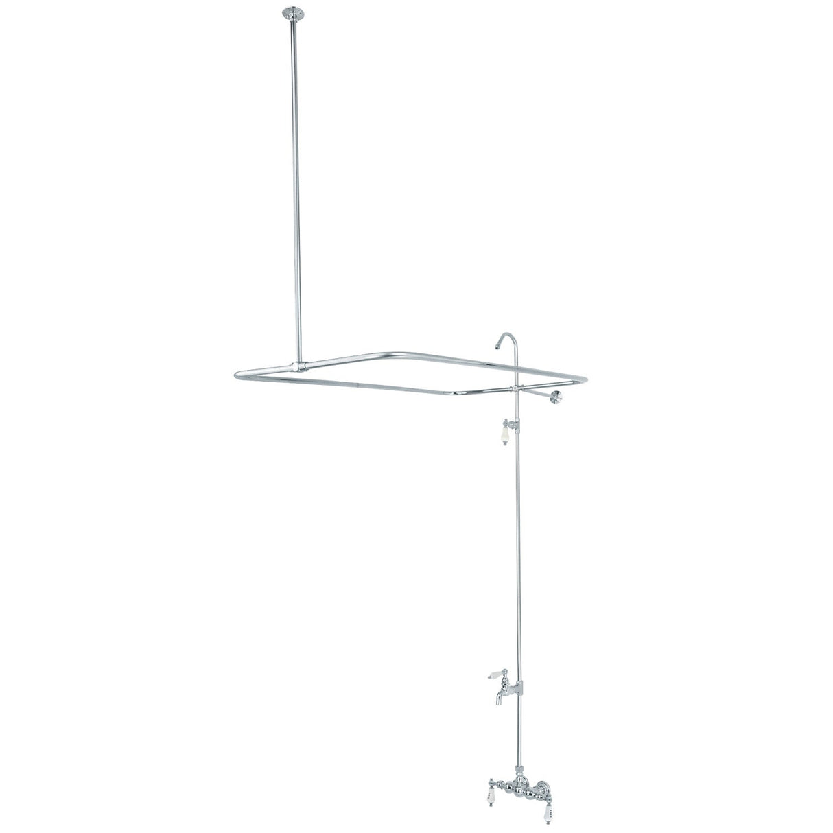 Vintage CC64T1 Three-Handle 2-Hole Tub Wall Mount Clawfoot Tub Faucet with Shower Enclosure, Polished Chrome