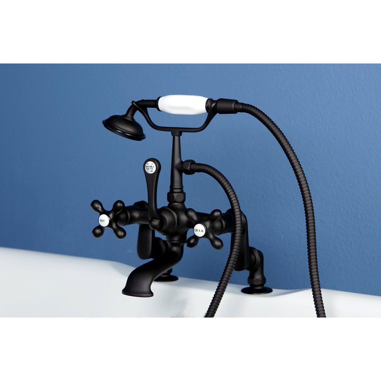 Vintage CC657T5 Three-Handle 2-Hole Deck Mount Clawfoot Tub Faucet with Hand Shower, Oil Rubbed Bronze