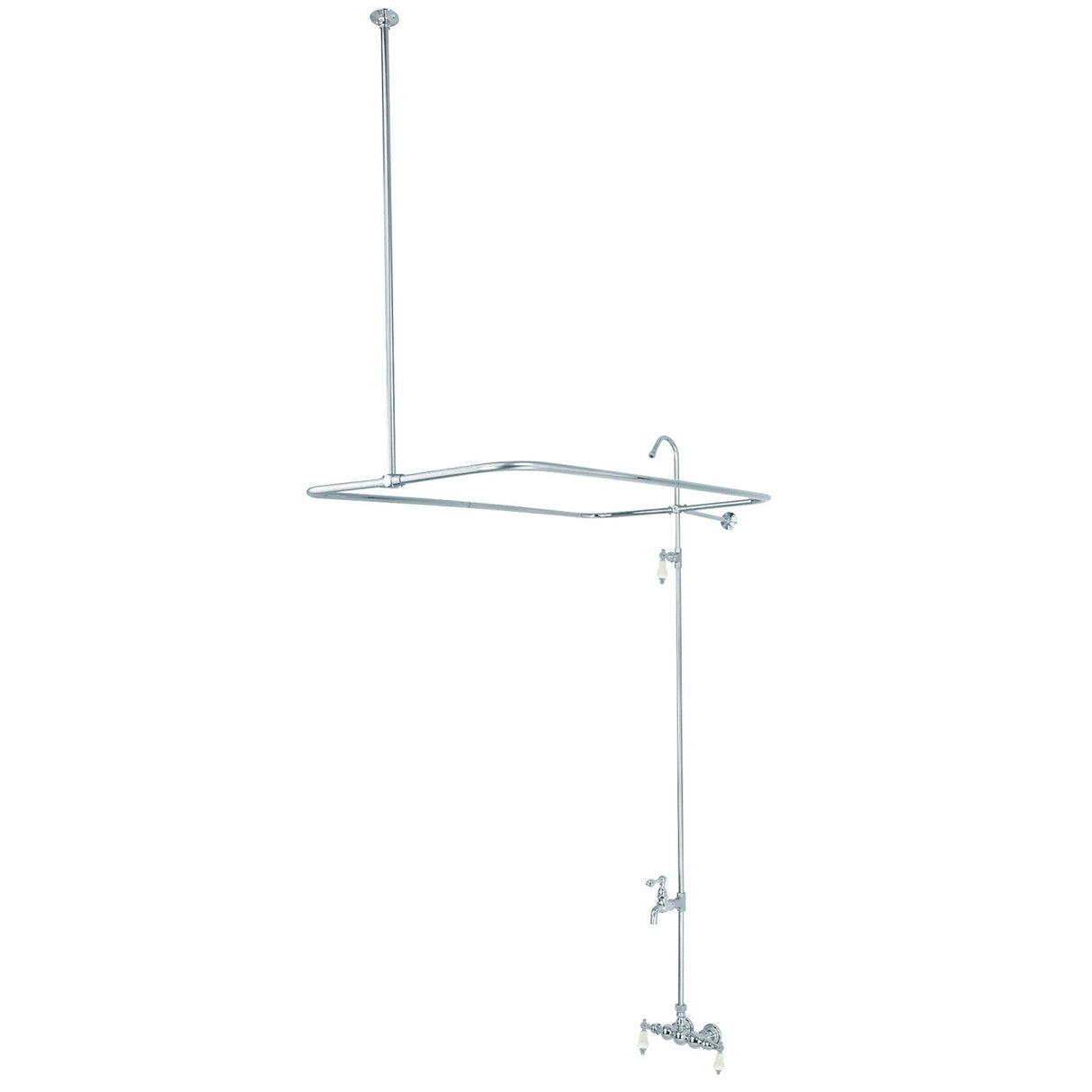 Vintage CC66T1 Three-Handle 2-Hole Tub Wall Mount Clawfoot Tub Faucet with Shower Enclosure, Polished Chrome